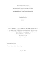 Metabolička aktivnost različitih vrsta bakterija mliječne kiseline tijekom kiseljenja tijesta