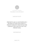 Primjena β-galaktozidaze i probiotičkih bakterija u proizvodnji funkcionalnih fermentiranih mliječnih proizvoda