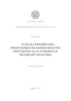 Utjecaj parametara proizvodnje na karakteristike repičinoga ulja s područja Republike Hrvatske