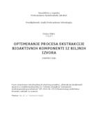 Optimiranje procesa ekstrakcije bioaktivnih komponenti iz biljnih izvora