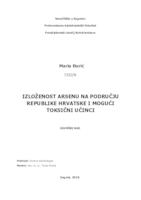 Izloženost arsenu na području Republike Hrvatske i mogući toksični učinci