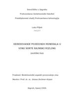 Određivanje pojedinih minerala u vinu sorte Rajnski rizling