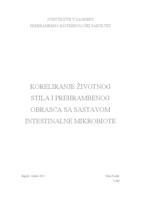 Koreliranje životnog stila i prehrambenog obrasca sa sastavom crijevne mikrobiote