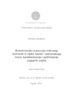 Biotehnološki potencijal mikroalgi izoliranih iz rijeke Gacke i Jadranskoga mora- karakterizacija i optimizacija uzgojnih uvjeta