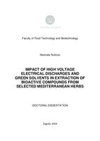 Impact of high voltage electrical discharges and green solvents in extraction of bioactive compounds from selected Mediterranean herbs