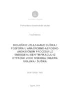 Biološko uklanjanje dušika i fosfora u anaerobno-aerobno-anoksičnom procesu uz endogenu denitrifikaciju iz otpadne vode niskoga omjera ugljika i dušika