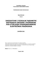 prikaz prve stranice dokumenta Oksidativni i fizikalni parametri ekstrakata origana i ružmarina pod utjecajem visokonaponskog električnog pražnjenja