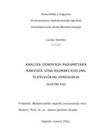 prikaz prve stranice dokumenta Analiza osnovnih parametara kakvoće vina Rajnski rizling plešivičkog vinogorja