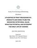 prikaz prve stranice dokumenta Utilization of fruit processing by-products and edible films for enhancing nutritional value, bioactive potential and extending the shelf life of cookies