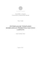 prikaz prve stranice dokumenta Potencijalne terapijske biomolekule probiotika kao živih lijekova