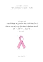 prikaz prve stranice dokumenta Genetičke promjene pojedinih tumor supresorskih gena u osoba oboljelih od karcinoma dojke